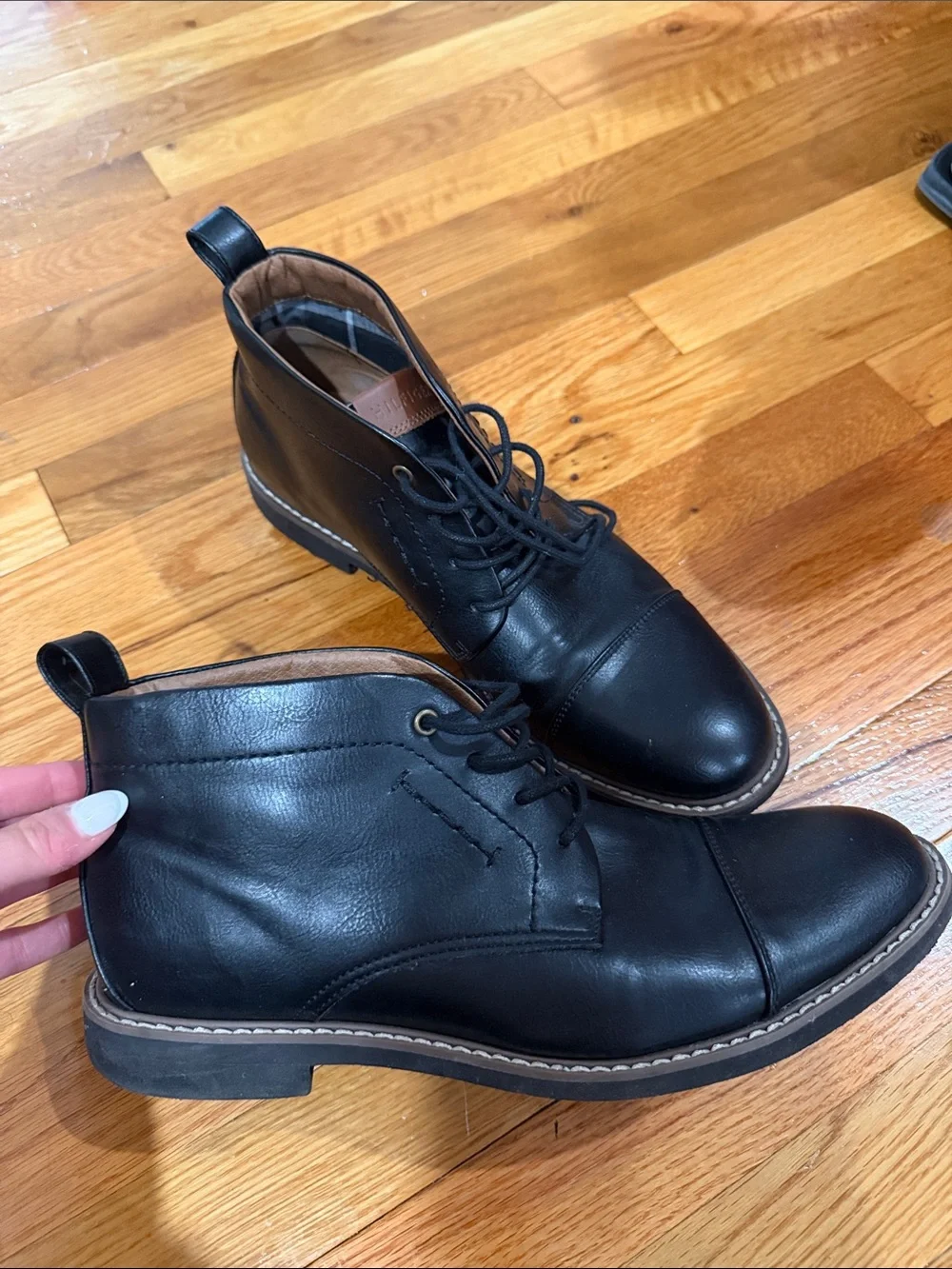 Tommy Hilfiger Black Leather Chukka Boots with Tan Accents